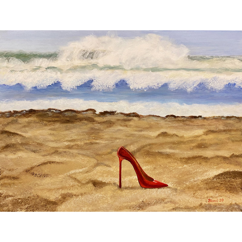 What A Heel Print by Tom Blood, Black Framed Canvas, 24" H x 32" W