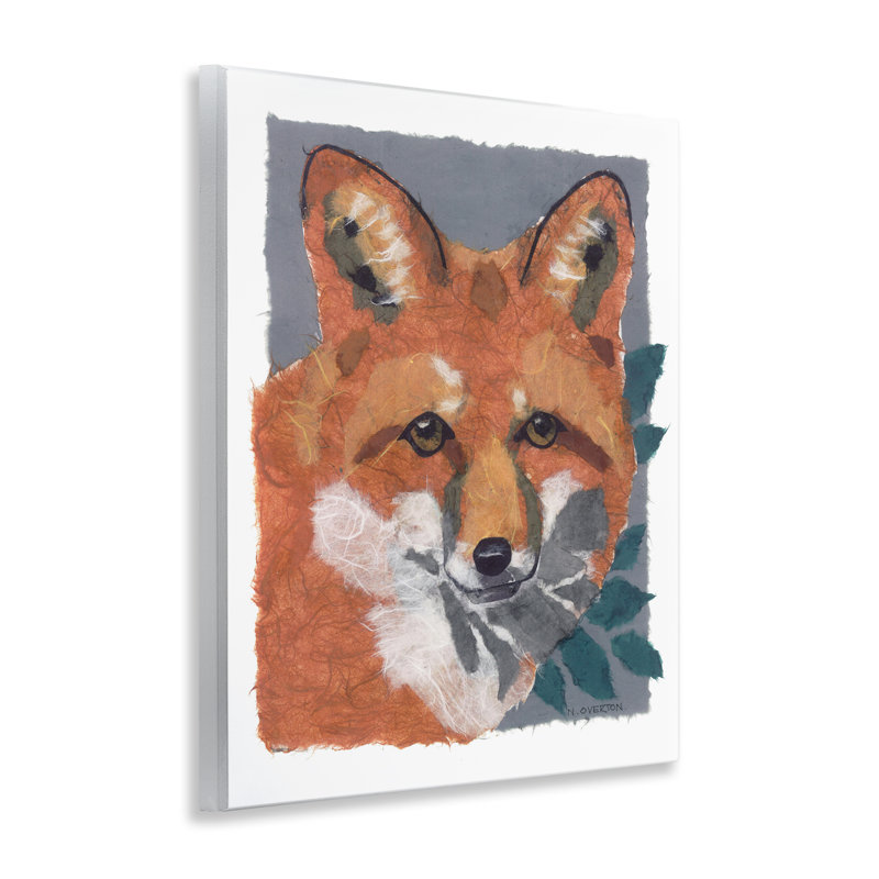 Art mural "Renard avec feuilles opaques" par Nancy Overton