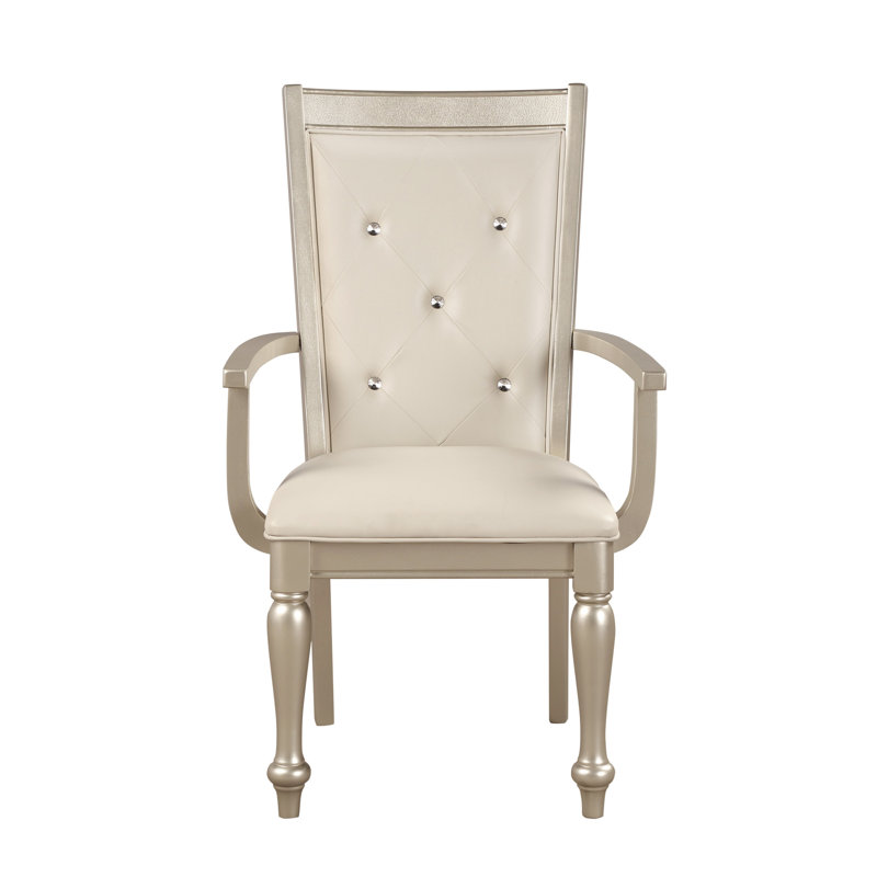Ensemble de chaises à accoudoirs modernes à finition argentée et ensemble de 2 pièces capitonnées en cristal