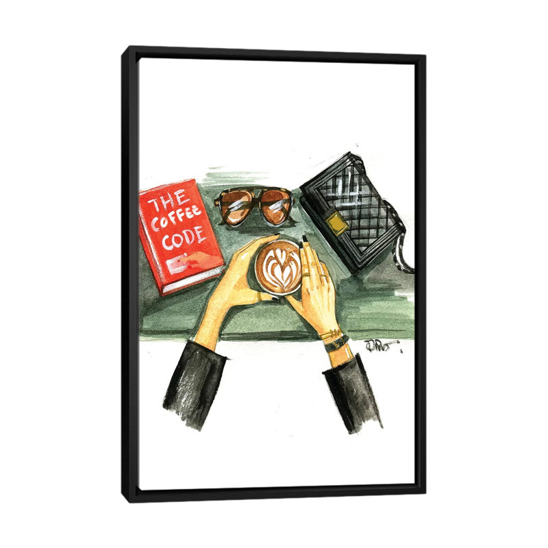 «Coffee Code», impression sur toile, H 26 po x l 18 po x P 1,5 po, Toile encadrée noire