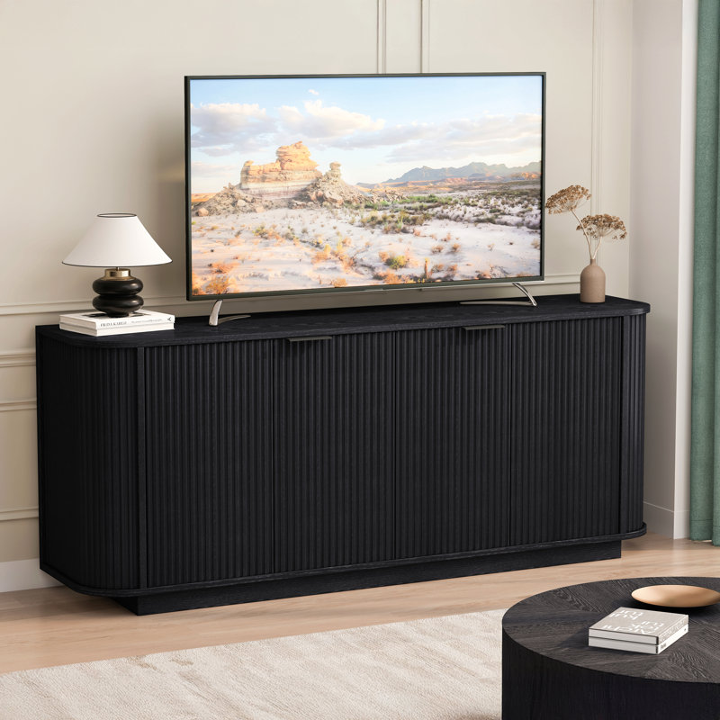 63"Wavy Storage Sideboard, Double-Door Buffet Cabinet With Adjustable Shelves, Suitable For Kitchen, Living Room, Hallway - Versatile Storage