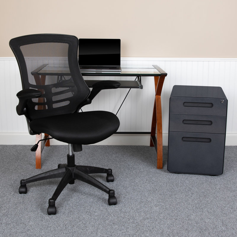 Berezinsky 3 Piece Glass Computer Desk Office Set