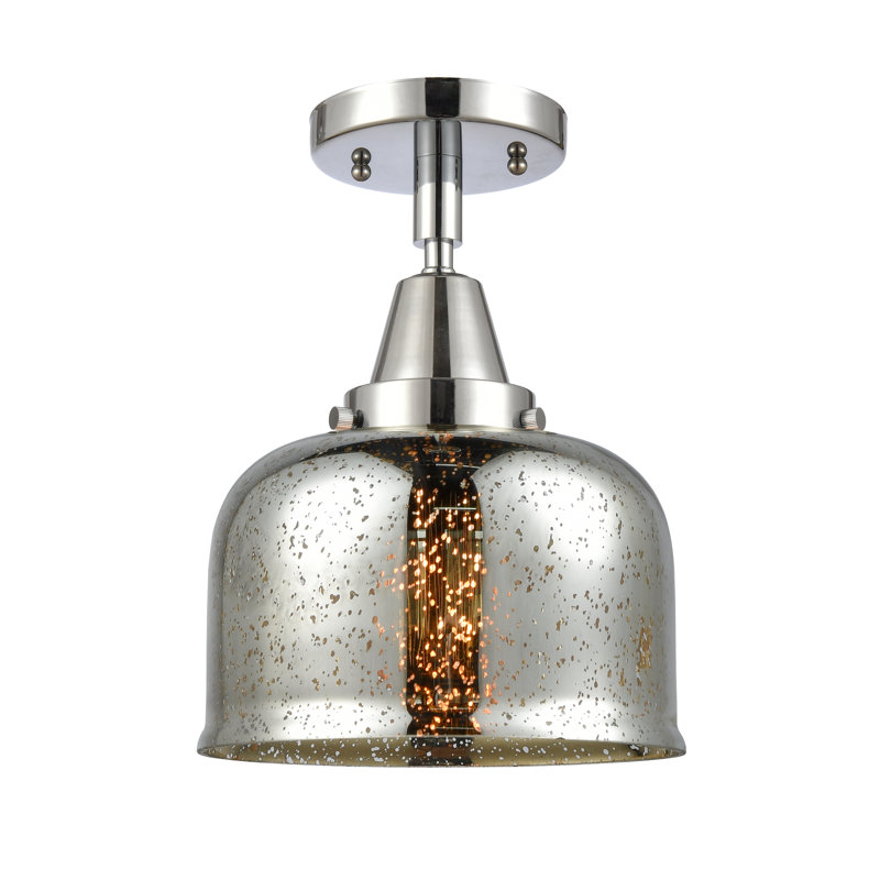 Amede Glass Flush Mount, 12.5" H x 12" W x 12" D, Clear, Polished Chrome