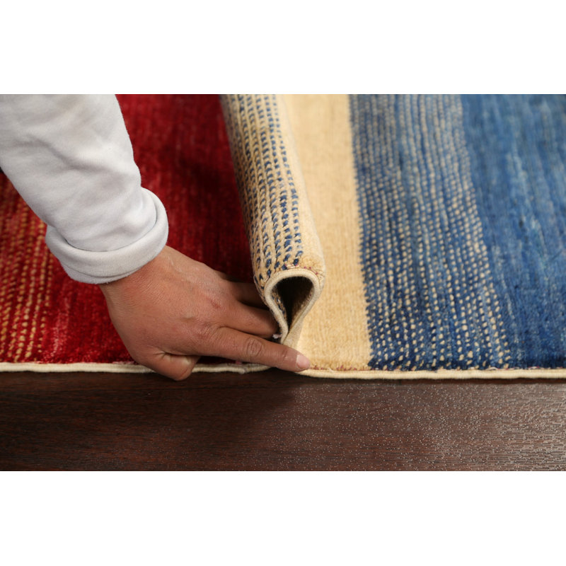 Tapis multicolore noué à la main 2 pi 8 po x 9 pi 10 po One-of-a-Kind