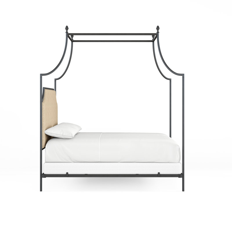 337 Flying Arch Canopy Bed | Complete Canopy, Queen, Baroque Black/Natural