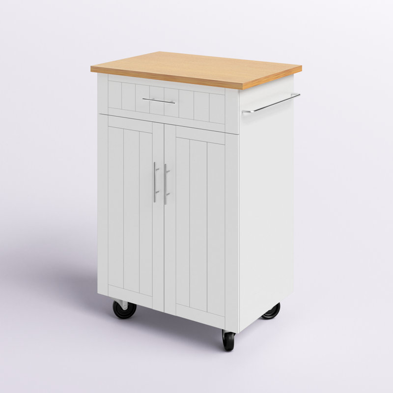 Alleah Wood Kitchen Island, White