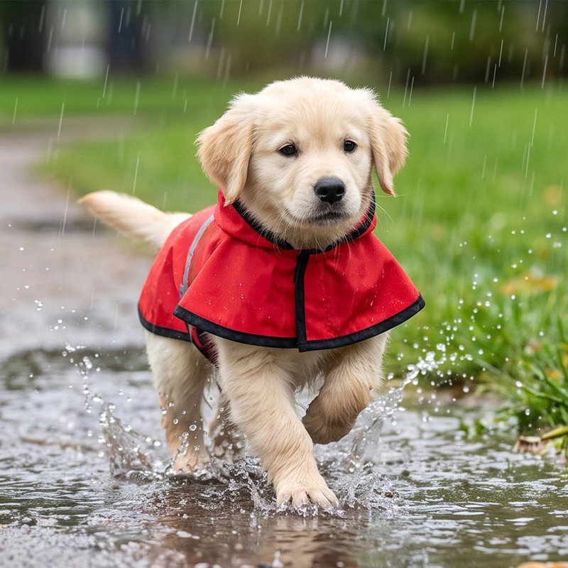 Dog Swim Vest with Handle and Leash Attachment Waterproof Dog Raincoat Pet Jacket Outdoor Rain Cover For Dogs Cats Walking Travel Weather Protection Clothing
