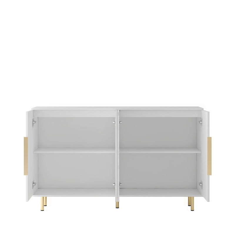 Buffet moderne en bois Doretha avec panneaux cannelés, tablettes réglables et rangement multifonctionnel pour une organisation élégante à la maison