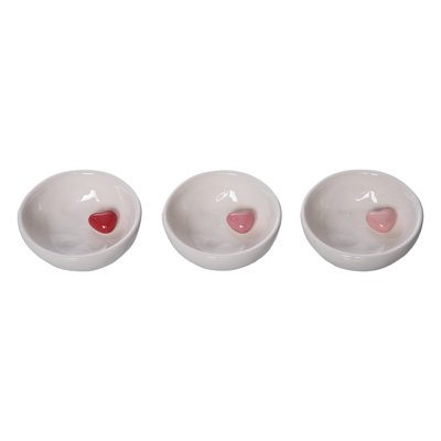 Plat Dolomite avec cœur, plateau décoratif, blanc, céramique, ensemble de 3, table, salon, Saint-Valentin, décoration intérieure