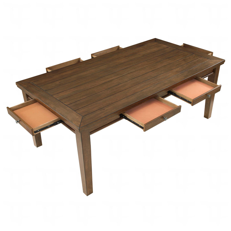 Ensemble de table de salle à manger 5 pièces à finition cerisier avec 4 tiroirs et 4 chaises d'appoint