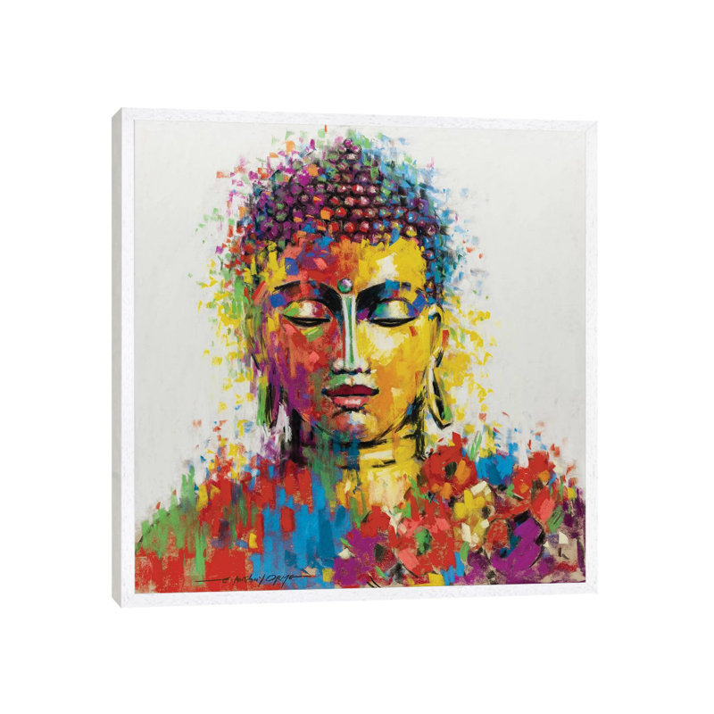 Buddha by E.A. Orme - Print on Canvas, White Framed, 45.72 cm H x 45.72 cm W x 1.91 cm D