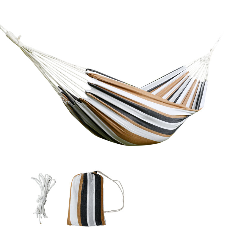 Perkoff 2 Person Camping Hammock, Brown/White/Black Striped