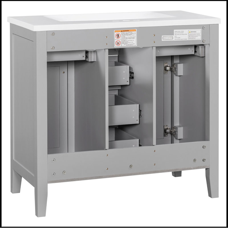 Ensemble de meuble-lavabo simple avec plateau 35,98 Samiha, Gris