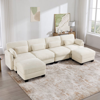 Canapé modulaire modulaire en U en chenille de 130 po avec 4 repose-pieds modulaires de 130 po
