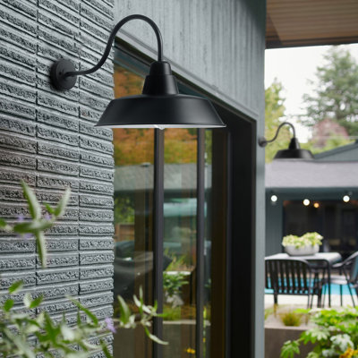 1-Light matte black wrought iron industrial dimmable wall lamp