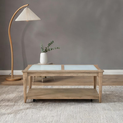 Table basse en verre givré avec roulettes