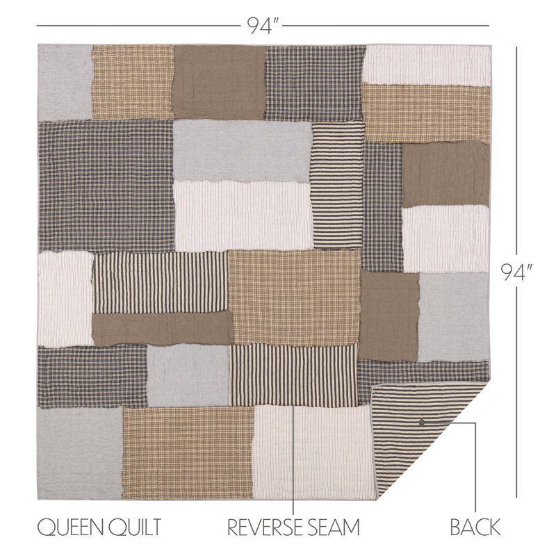 Courtepointe réversible moderne et contemporaine en coton Ashmont gris chaud / blanc rétro / bleu délavé, Grand