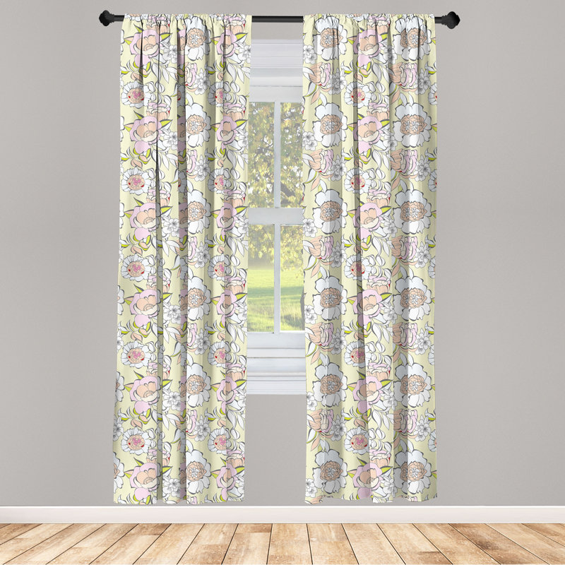 Floral Semi-Sheer Rod Pocket Curtain Panels, 28" x 84"