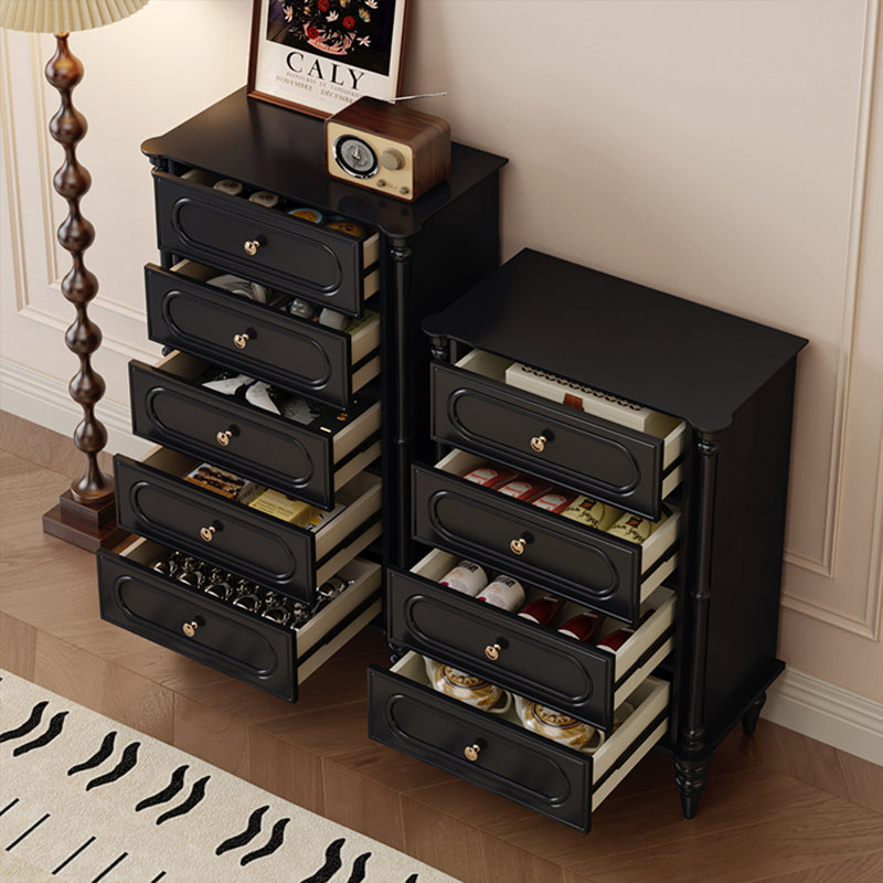 Black Solid + Manufactured Wood Accent Cabinet