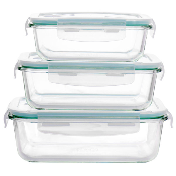 3-Piece Food Storage Containers with Lids for Lunch, Meal Prep, and  Leftovers, Dishwasher Safe