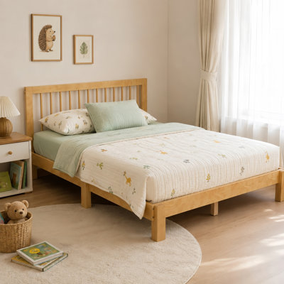 Lit Montessori en bois massif avec barrières de sécurité, convertible en lit plateforme 3 en 1, pour enfants, cadre de lit multifonctionnel pour chambre de garçon ou de fille, couleur naturelle.