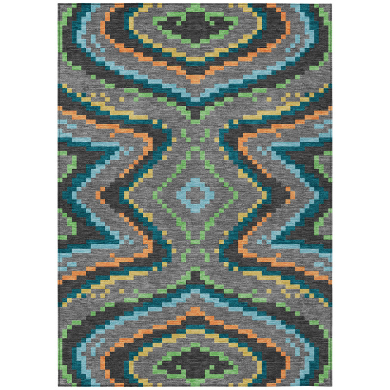 Machine Washable Indoor/Outdoor Chantille ACN2829 Kids Rug, Gray, 3' x 5'