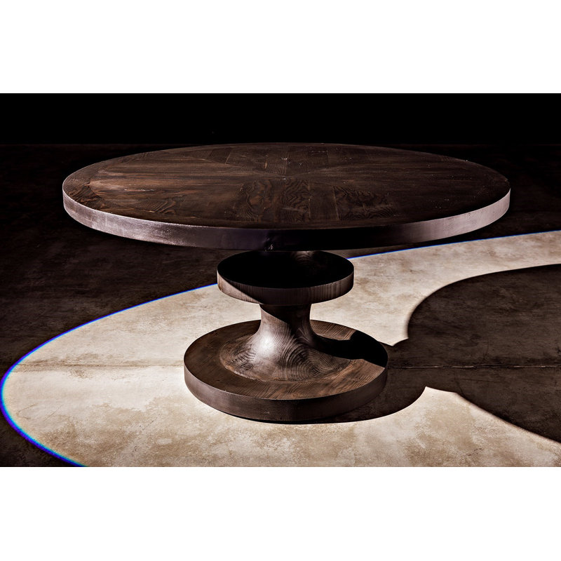 Erica Round Solid Wood Dining Table, Black Wax