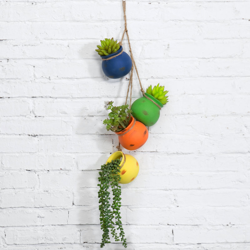 Ceramic Hanging Planter, Multi-Coloured