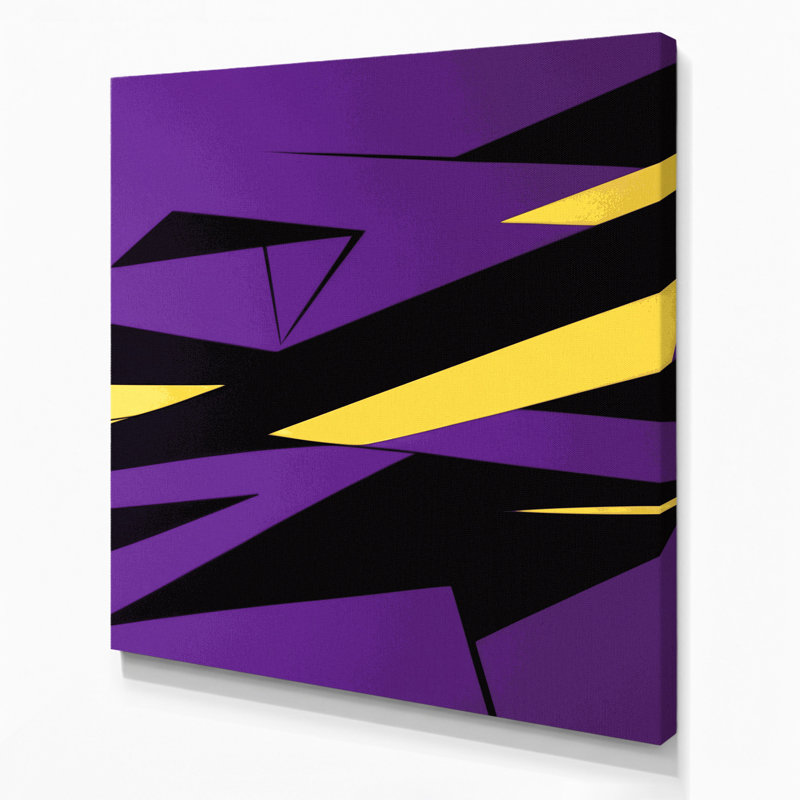 «Geometric Abstraction 10», art mural sur toile mauve, H 32 po x l 32 po