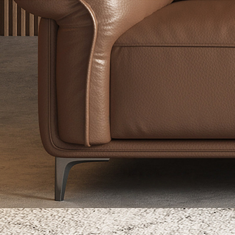 Coussin de canapé modulaire en cuir véritable couleur café, Café, H 37,4 po x l 98,43 po x P 39,37 po