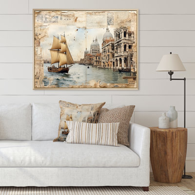 «Venice Nostalgia Vintage Journal Collage», reproduction sur toile
