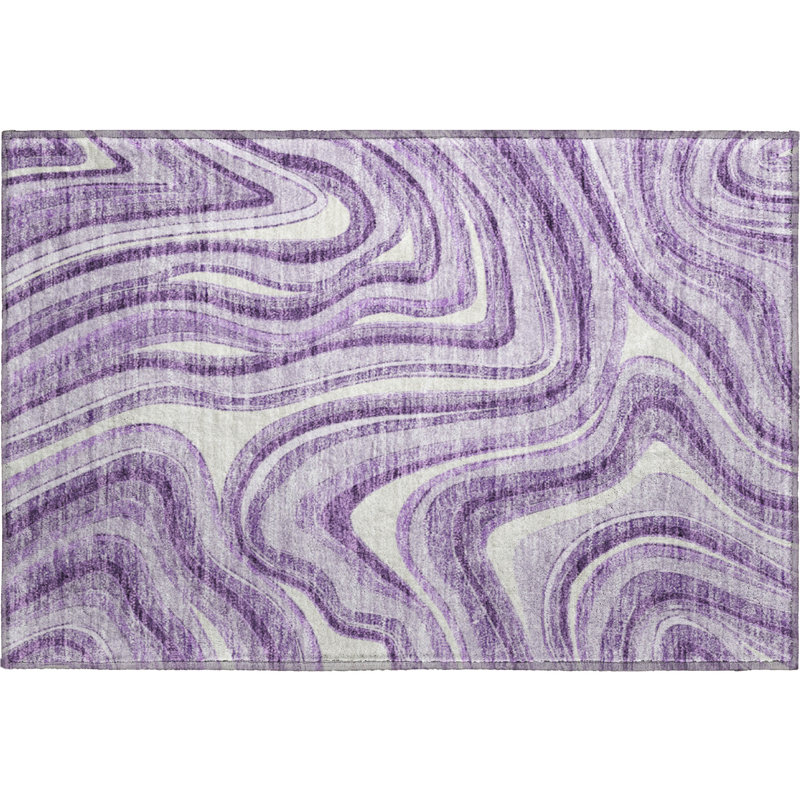 Premium Machine Washable Prisco Lavender Rug, Rectangle 1'8" x 2'6"