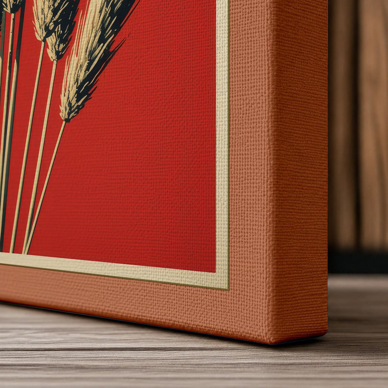 Wheat Sheaf Botanical - Wrapped Canvas, 24x16 - 61.0 x 40.6 cm, Terracotta Border