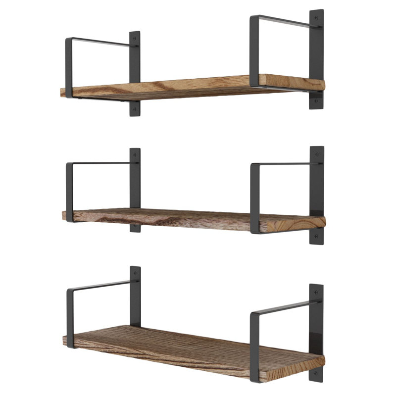 Tablette en bois massif Ternate, Brun, H 6 po x l 17 po x P 6,3 po