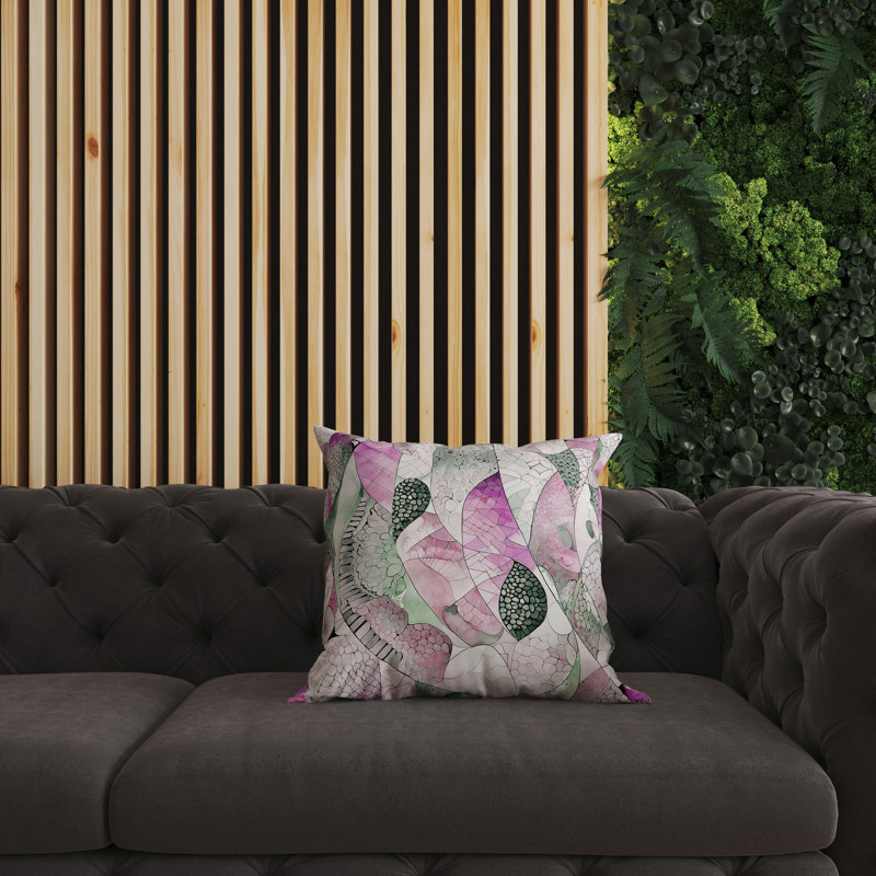 Coussin Rock Heaven, H 16 po x l 16 po, Vert / mauve abstrait