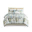 Édredon en coton avec coussins décoratifs, bleu, très grand, taies décoratives à imprimé tropical, édredon tissé, bleu, lavable à la machine