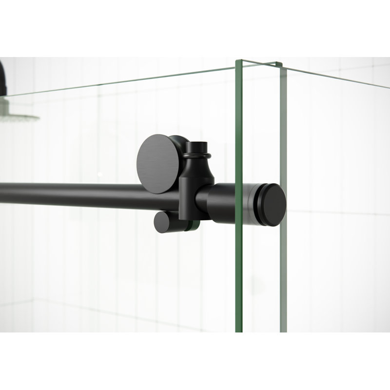 Nova 60 in. x 30 in. x 78 in. 90-degree Fully Frameless Sliding Glass Shower Enclosure, Matte Black