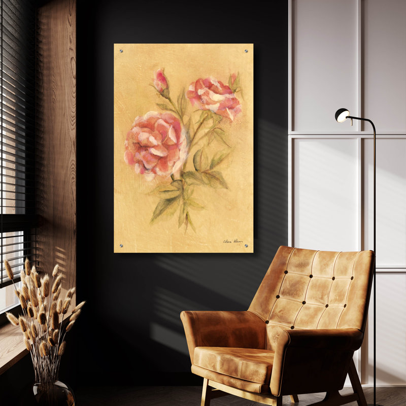 Art mural en verre Ophelia & Co. «Rose 1» par Cheri Blum, H 36 po x l 24 po x P 0,2 po