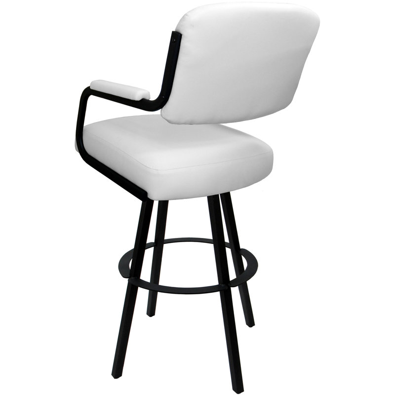 Tabouret de bar pivotant Kambria, Vinyle blanc / cadre noir
