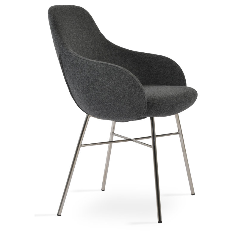 Fauteuil Camira, Acier inoxydable, Gris foncé