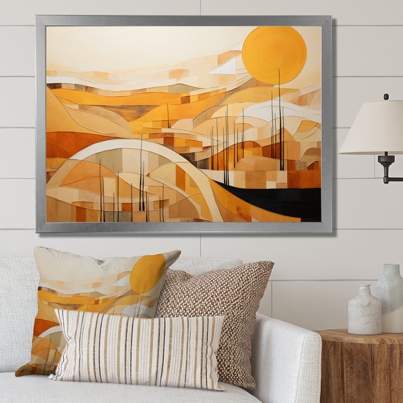 «Abstract Canyon Mirage» - Impression, H 16 po x l 32 po x P 1 po, Cadre photo argenté