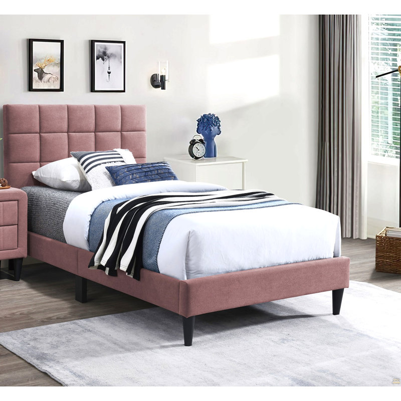 Tête de lit double capitonnée réglable, Lit double, Rose