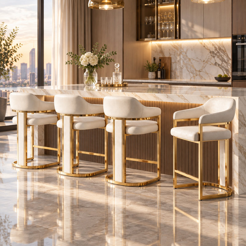 26 Inch Barstools Kitchen Counter Height Bar Island Stools Set of 1, White, 1