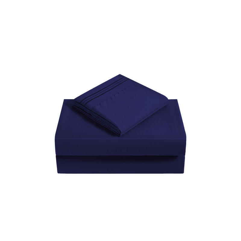 Ensemble de draps en rayonne , Bleu marine, Ensemble de draps pour lit simple + 1 drap-housse 
