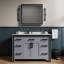 48 po Meuble-lavabo de salle de bain gris foncé - miroir de 34 po, armoire spacieuse et tiroir de rangement avec meuble-lavabo à 22 tiroirs-118731526