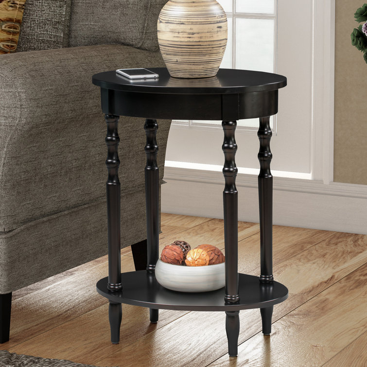 Moravian Oval End Table with Shelf