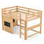 Lit mezzanine rustique en bois aggloméré avec rangement