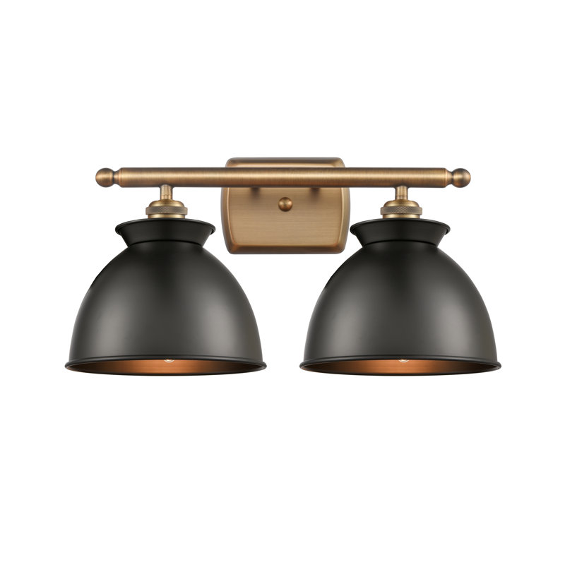 Éclairage pour meuble-lavabo à 2 lumières à intensité variable Arev, Ampoule DEL 6 watts Vinage, Noir mat, Laiton brossé