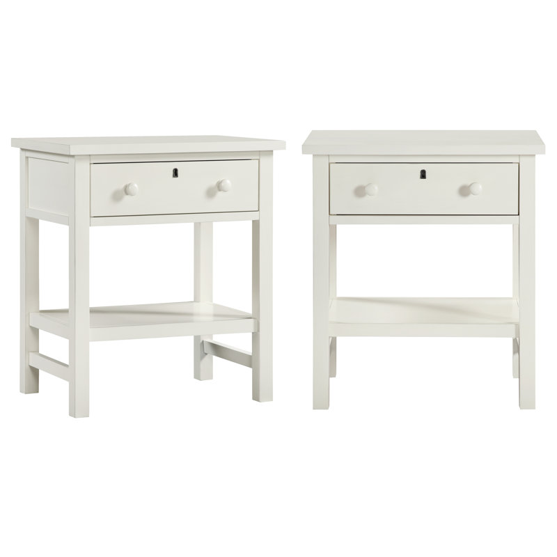 Ensemble de 2 tables de chevet avec rangement Adasia, Blanc