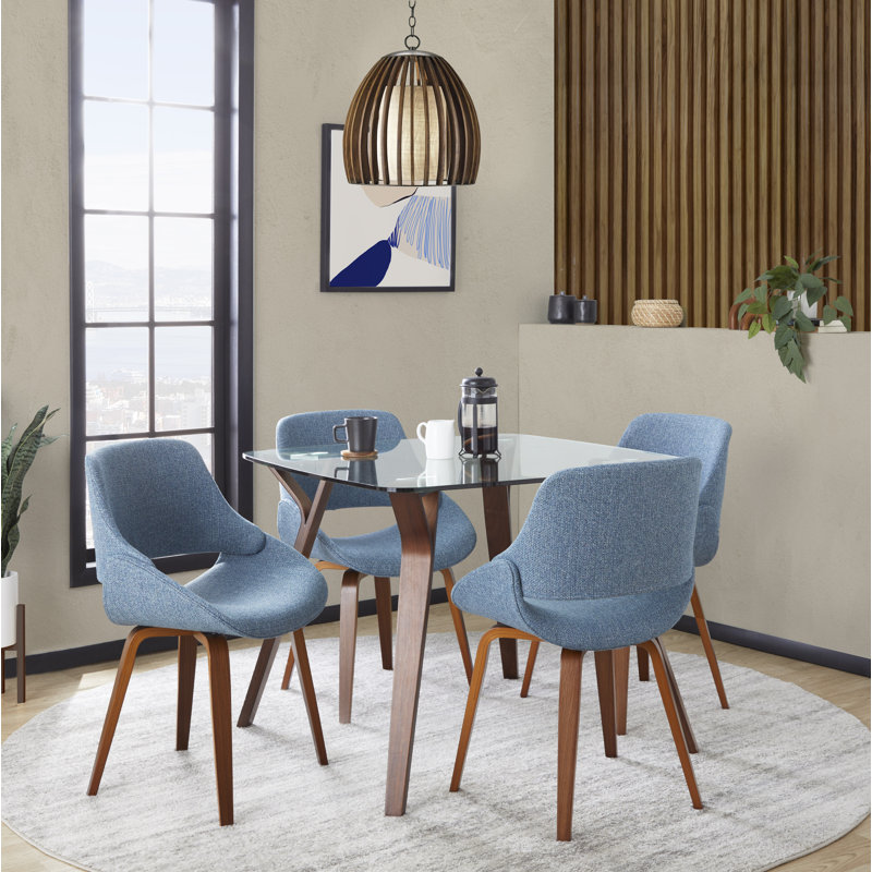 Ladson 18.25'' H Upholstered Side Chair, Blue, Walnut